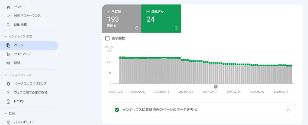 Google Search Console インデックス確認